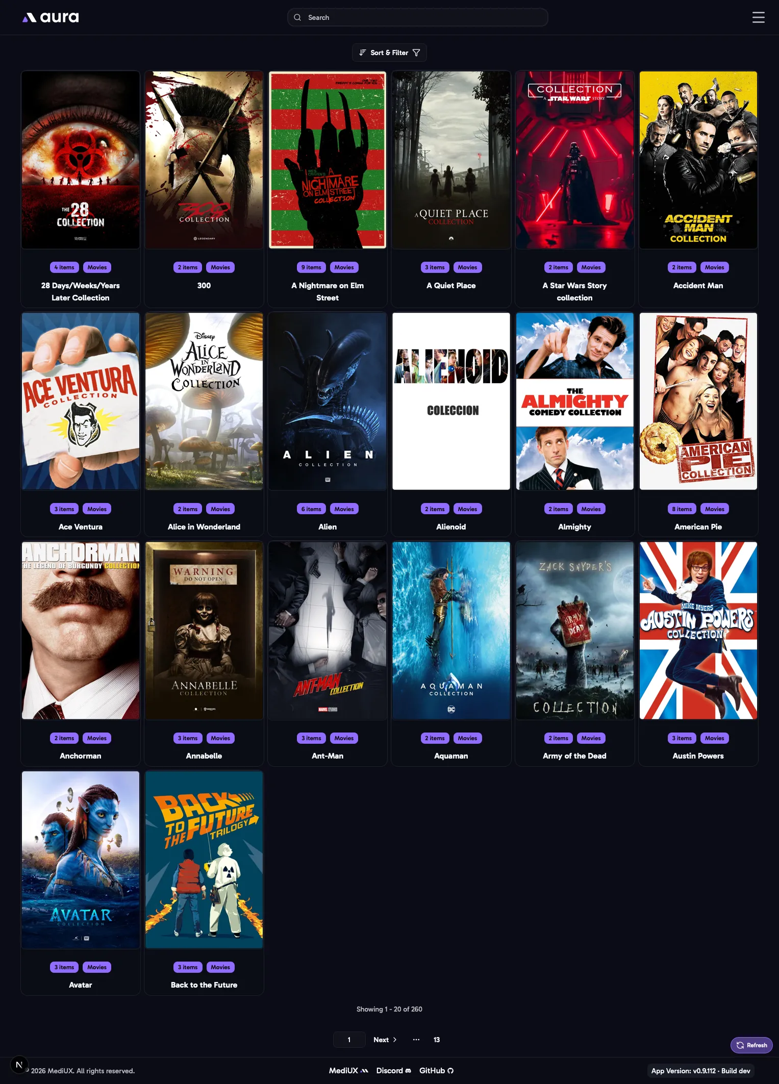 The Collections page