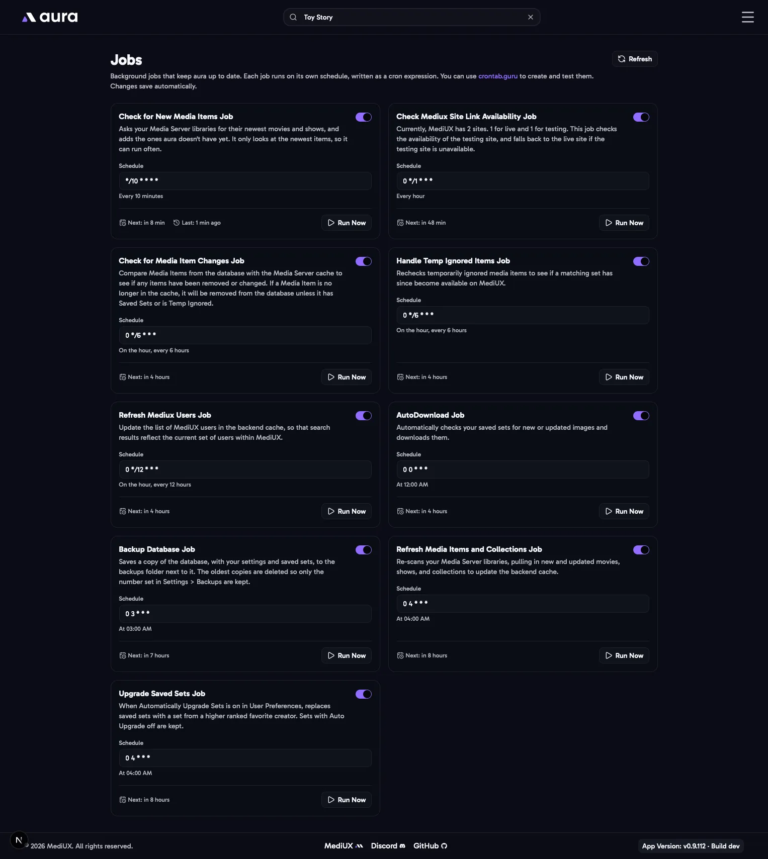 The Jobs page