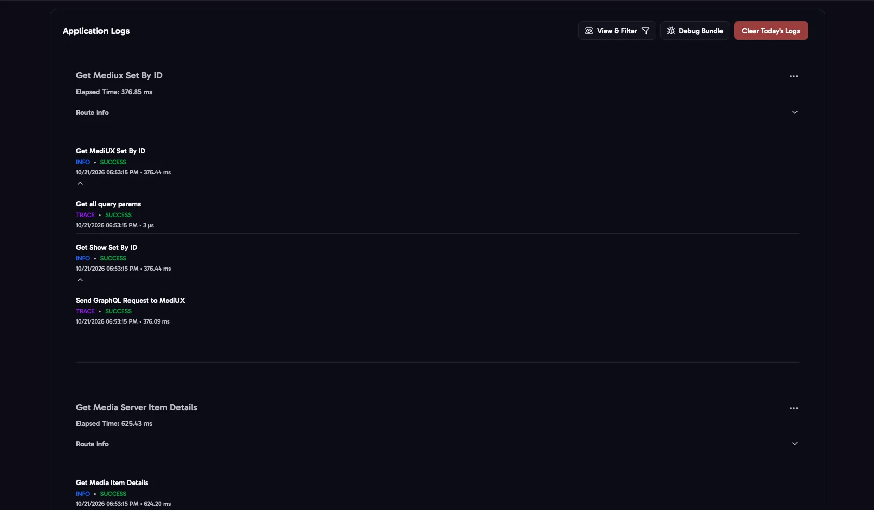 The Logs page