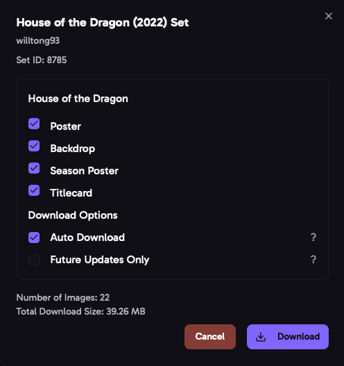Download Modal Show Screenshot